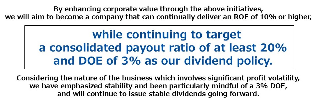 while continuing to target a consolidated payout ratio of at least 20% and DOE of 3% as our dividend policy.